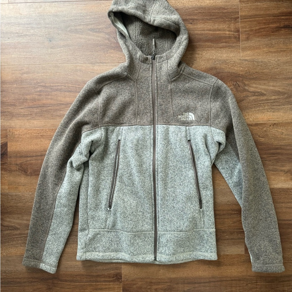 The North Face Gray and Brown Hooded Fleece Jacket